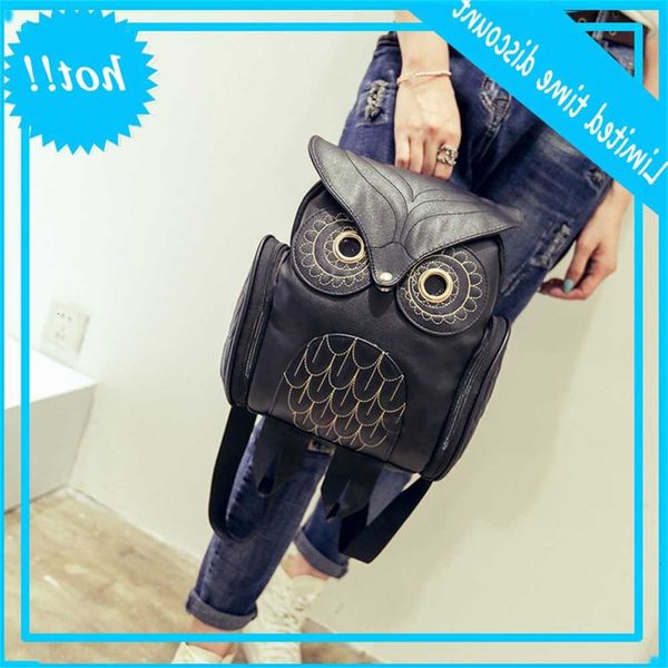 

2020 new korean pu embossed owl cartoon animal backpack travel trend women's bag