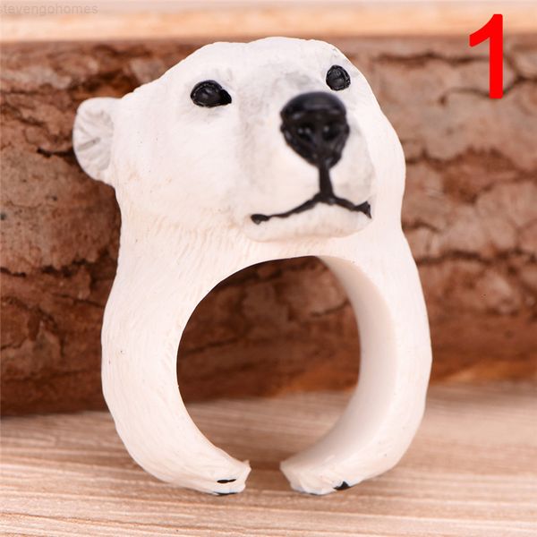 

3d cartoon cuff bend open cute adjusted animal rings band ring, Silver