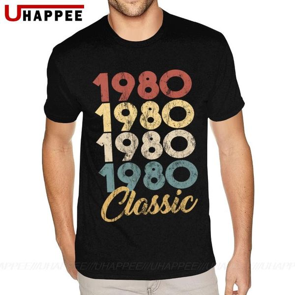 

40th birthday gift for men and women in 1980 classic 40 th birthday party t-shirts male distressed short sleeve tees, White;black