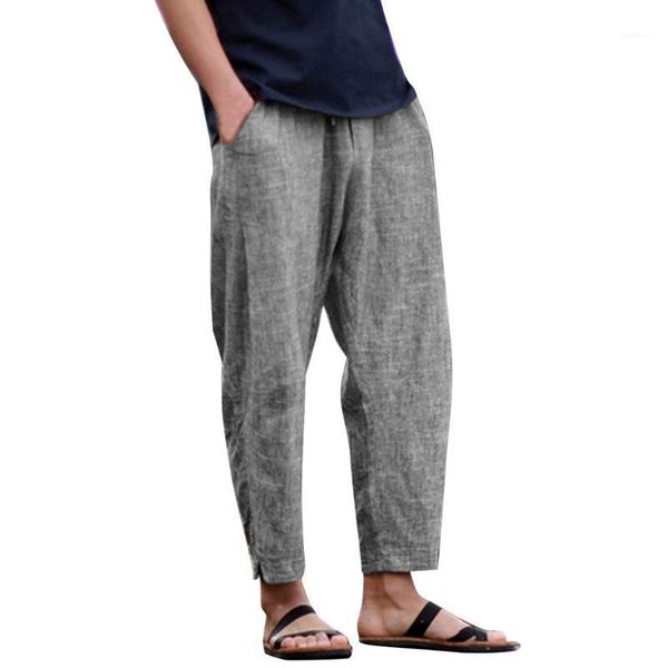

casual line pants men summer pants solid trousers chinese imple and fashionable pure male1, Black