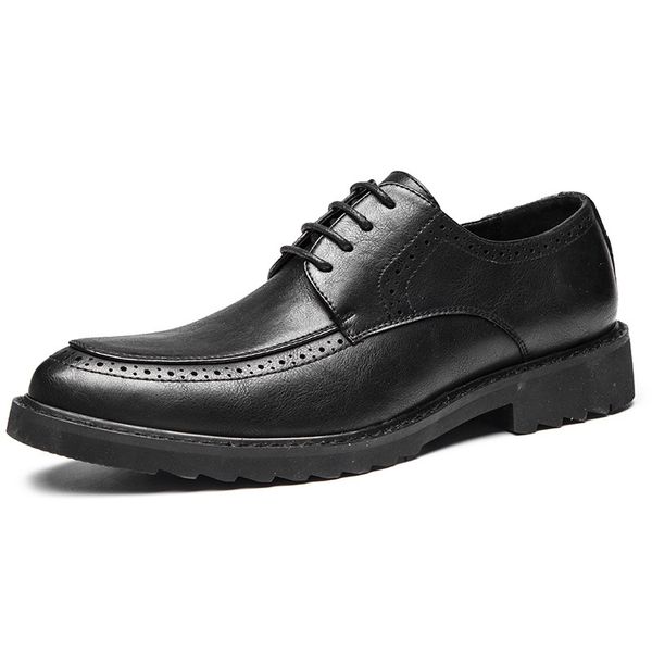 

design men's italian shoes leisure wedding dress genuine leather brogue shoe big sculpted bullock sneaker zapato hombre obxb, Black
