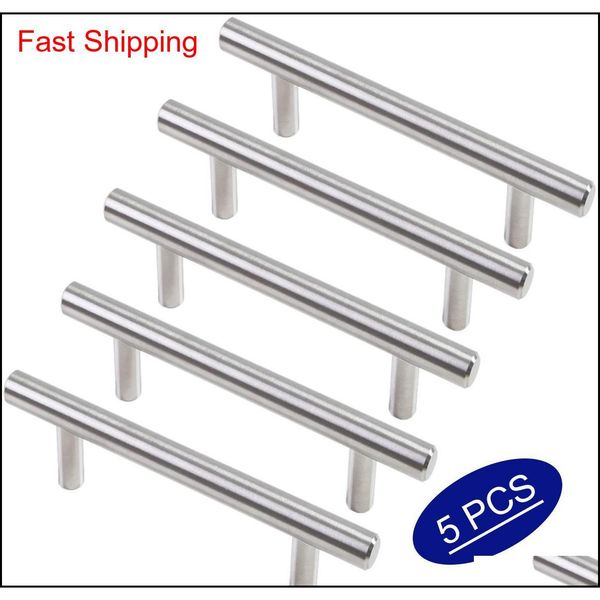 

5 pieces brushed stainless steel kitchen hardware cabinet pulls 3 inch hole center, 1/2in(12mm) diameter t style clo qylmwg bdenet