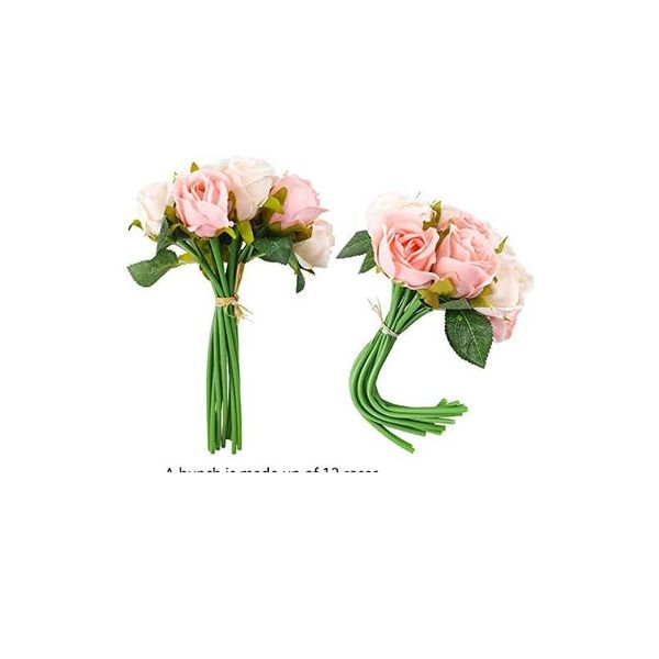 

12 heads artificial silk rose flowers bouquet white pink red for wedding bridal party home house garden festival bar de jllyvf