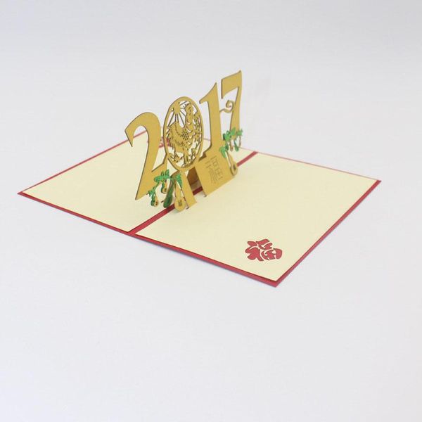 

3d laser cut handmade carving chinese style 2017 new year blessing paper invitation greeting cards postcard kids creative gift wmtyrb