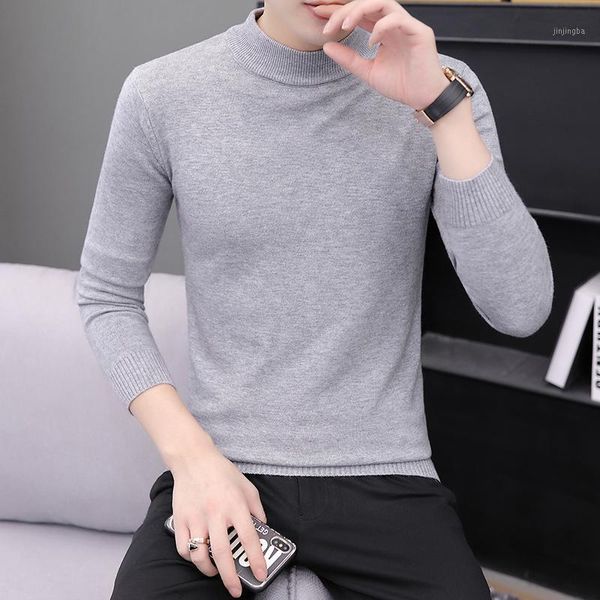 

men's long-sleeved t-shirt autumn and winter korean knitted sweater sweater men's warm autumn clothes thin bottoming shirt men1, White;black