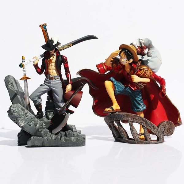 

one piece luffy dracule mihawk pvc action figure toy anime y200421
