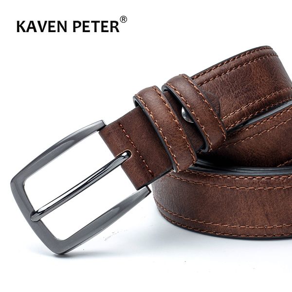 

men vintage belts for jeans luxury split leather belt men famous belt for man designer belts with vintage style 201120, Black;brown