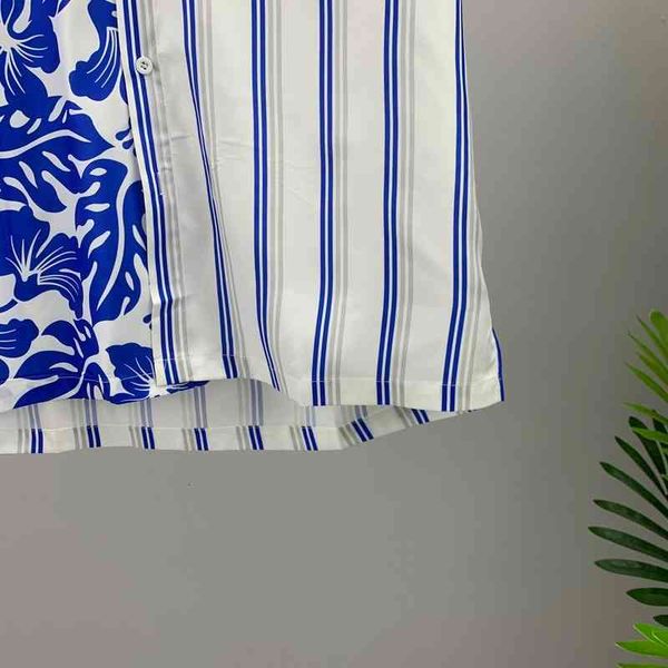 

spring europe italy summer men hawaii beach casual shirt cool hip hop short sleeve striped flower print designer tee, White;black