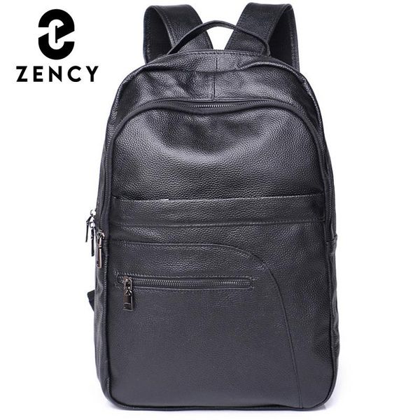 

backpack zency soft cowhide leather large capacity anti-theft knapsack waterproof lapbag travel outdoor school rucksack