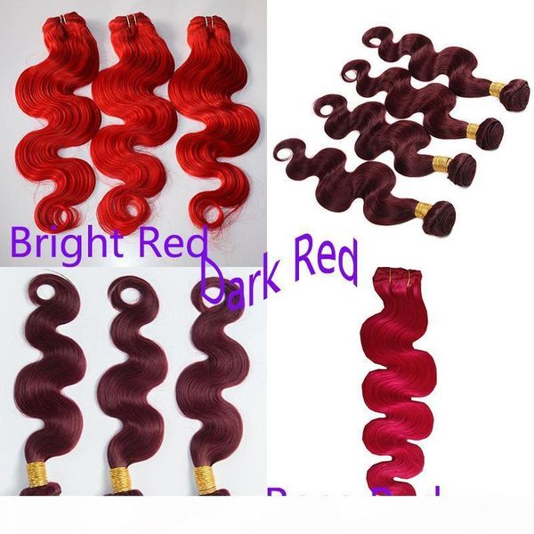 

elibess body wave brazilian bright rose dard red hair weave 99j peruvian red hair bundles 100g 3pcs a lot dhl fedex free, Black