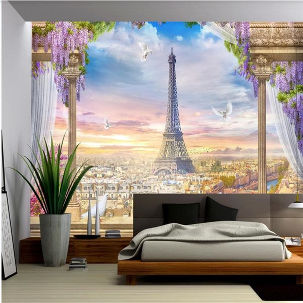 

3d three-dimensional european style paris landscape wallpapers background wall beautiful scenery wallpapers