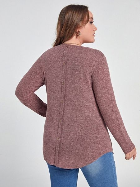 

plus buttoned back curved hem s8hx#, Black