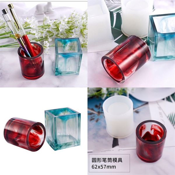 

diy эпоксидная смола силиконовые формы сброса клей кристалл квадратный круг круглый ручка контейнер настольные зеркало ремесло инструменты б