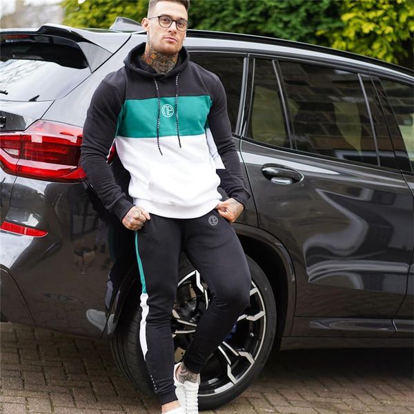 

new running sports track men's sportswear sweatshirt + long gyms fitness hoodie pants suit jogging clothing, Gray