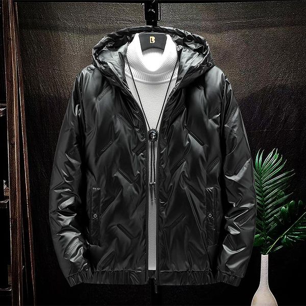 

men's down & parkas winter fleece short jacket 2021 trend handsome round neck thicke fashion coat male black for men