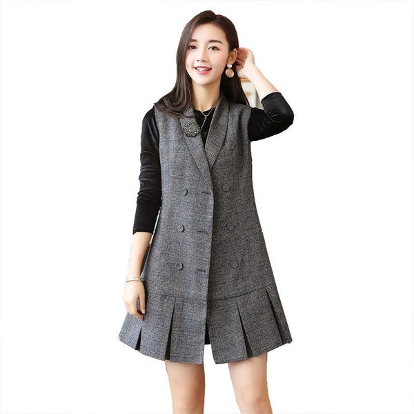 

women's vests spring and autumn women korean version of the long section suit jacket vest in al181, Black;white
