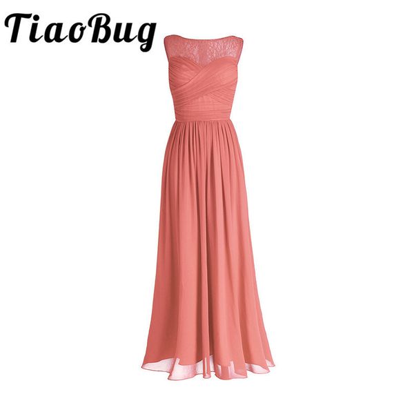 

tiaobug coral apricot women ladies chiffon lace bridesmaid dress long prom gown plus size floor length party bridesmaid dresses y200109, White;black