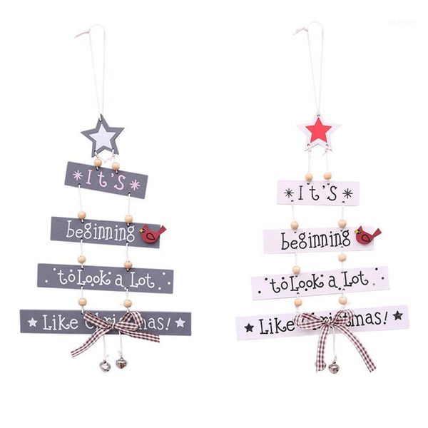 

christmas decorations arrival tree shape wooden hanging ornament decoration for home bell bow letters star pendant xmas decor1