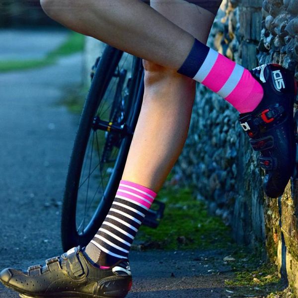 

sports socks colorful stripe left and right feet cycling men women compression bike running socks1, Black