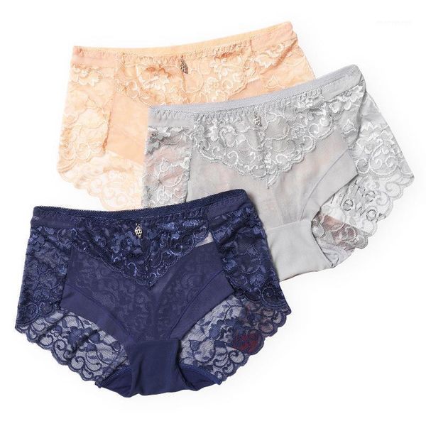 

hollow panties for women 2021 femme lace middle waist comfort transparent ladies modal panties1, Black;pink