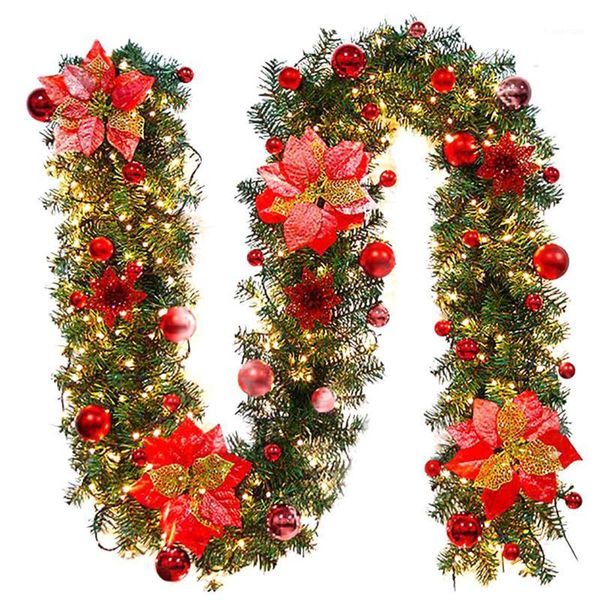 

9ft christmas garland with led string lights tree ornaments party supplies wall door decor christmas tree ornaments1