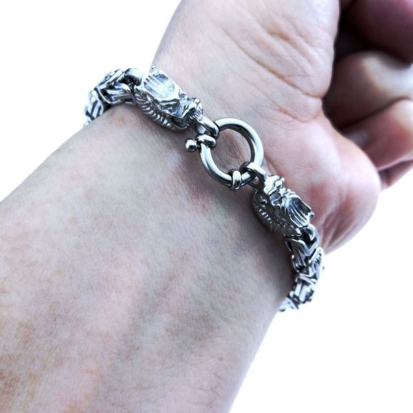 

byzantine manual bracelet 5mm chain head stainless steel men women various lengths, Black