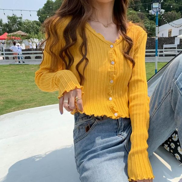 

women v-neck knitted casual ruched short sweaters cardigans lady knitting soft thin summer cardigan outwear for female, White