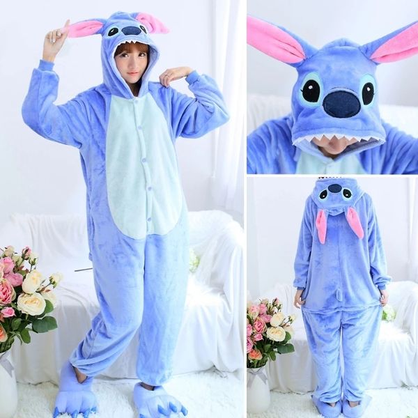 

unicorn pajamas adults stitch animal onesies women men couple winter cute deer fox tiger pajamas sets sleepwear flannel pijamas q1217, Black;red