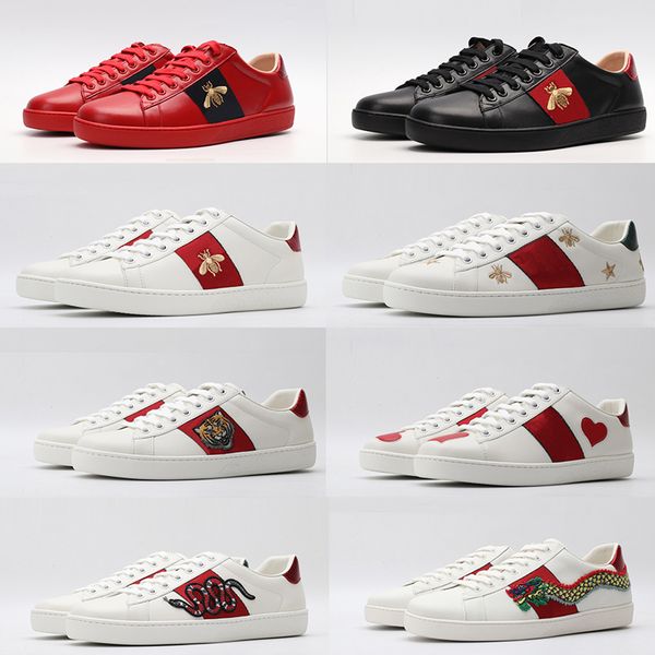 

2021 luxurys designers womens mens dress shoes triple black gym red bee tiger star luxe ladies trainers ace flat casual sneakers