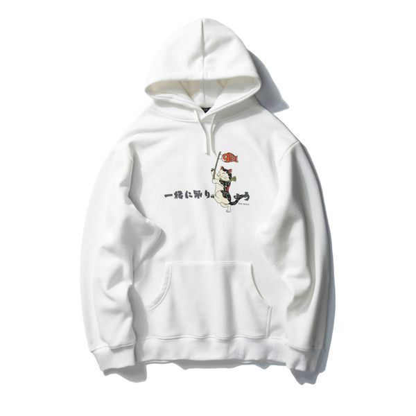 

2020 hoodies men sweatshirts thicken japanese style hooded funny cat print men's outdoor hip hop streetwear women hoodie c1212, Black