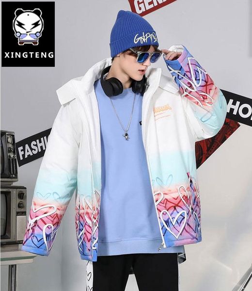 

coats cp zipper parkas winter casual fashion keep warm print colorful graffiti patchwork loose limited new, Black