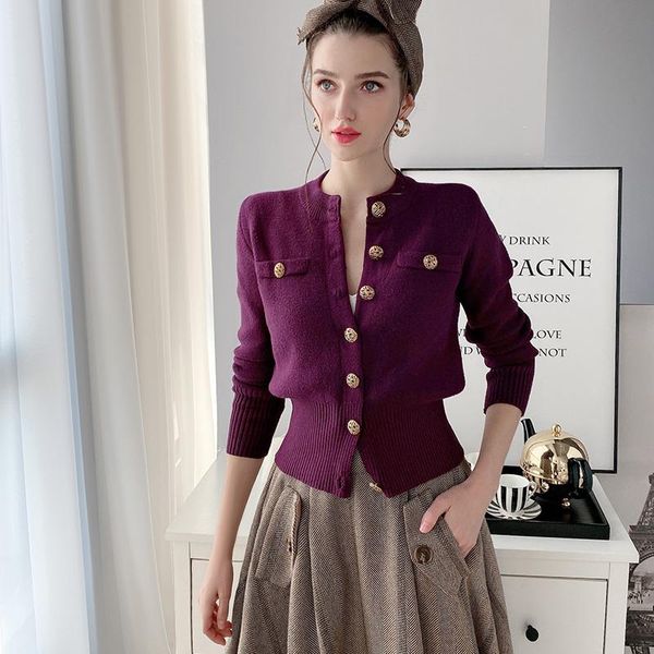 

dabuwawa elegant knit cardigan women casual single breasted long sleeve vintage solid sweater office lady female dt1akj004, White