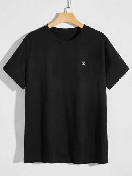 

men letter embroidery tee p8ry#, White;black