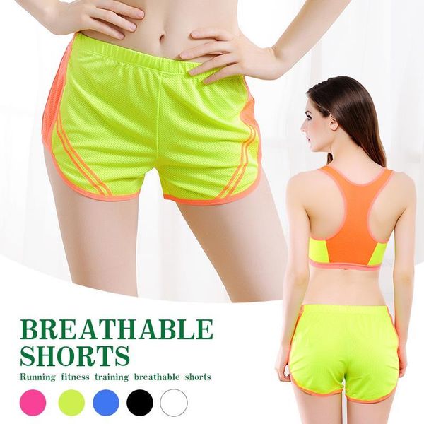 

polyester sports shorts bodybuilding shorts women trousers soft training yoga running fashion fitness sportwear, White;red