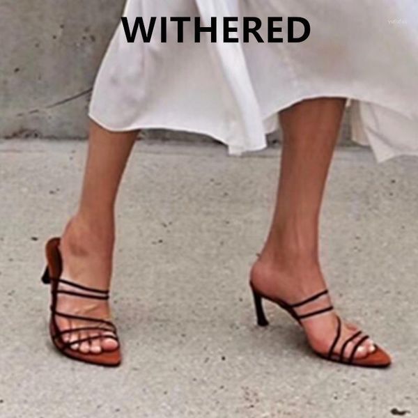 

withered ins fashion blogger summer high heel mules retro roma bandage cusp sandals women shoes woman women shoes slippers1, Black