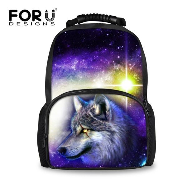 

forudesigns fancy 3d animal wolf crazy horse school bag for teen girls multicolor women galaxy star schoolbag big kids bookbag t200709