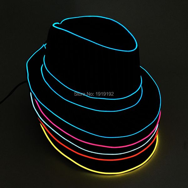 

costume accessories wholesale 10 pcs glow hat 10 colors select led hats men el wire gentleman caps wedding favors style halloween decor part, Silver