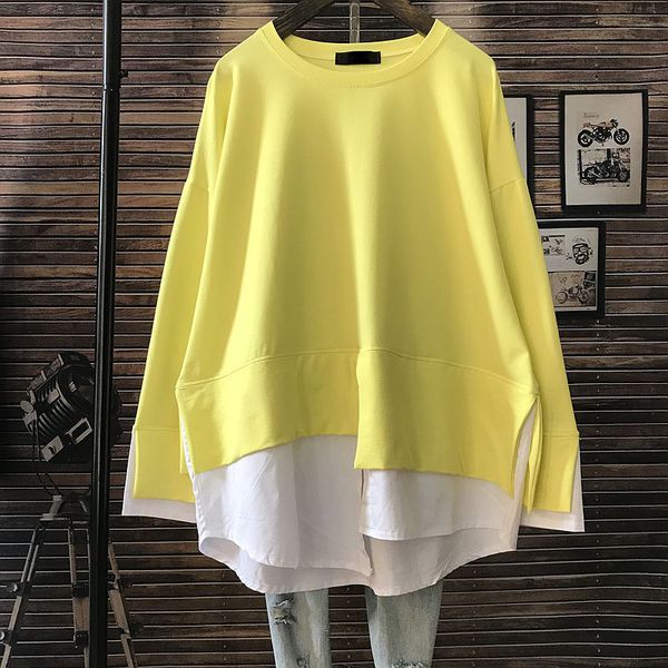 

cotton t-shirt 2020 new autumn winter clothes sleeve splicing medium and long pregnant women's bottoming shirt top, White