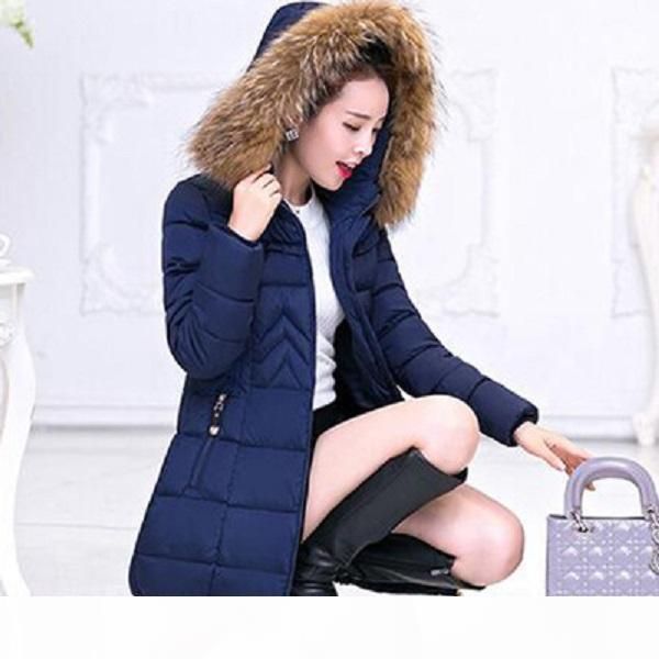

женское пальто женские парки женская одежда parkas женщин теплый куртка корейский стиль зима новая средняя длинная верхняя одежда мода 214, Black