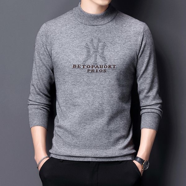 

2020 winter new men's casual long-sleeved sweater youth pullover round neck padded sweater, White;black