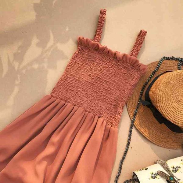 

1pc magogo summer chiffon suspender dress for women korean ins super fairy sweet sleeveless solid color female dress s-xl, Black;gray