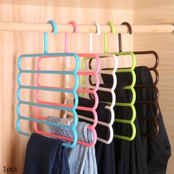 

5 layers multifunctional pants hangers holders space saver wardrobe closet organizer storage rack trousers hanger clothes hanger