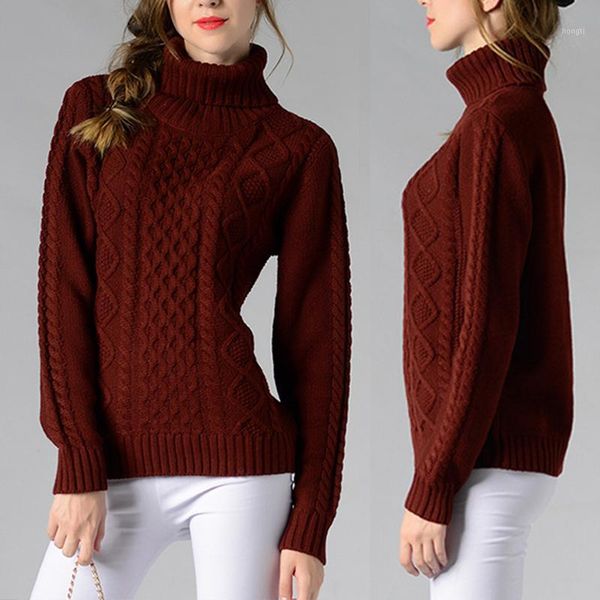 

2020 new casual style turtleneck high collar knitted sweater warm turtleneck women autumn winter thick polyester sweater1, White;black