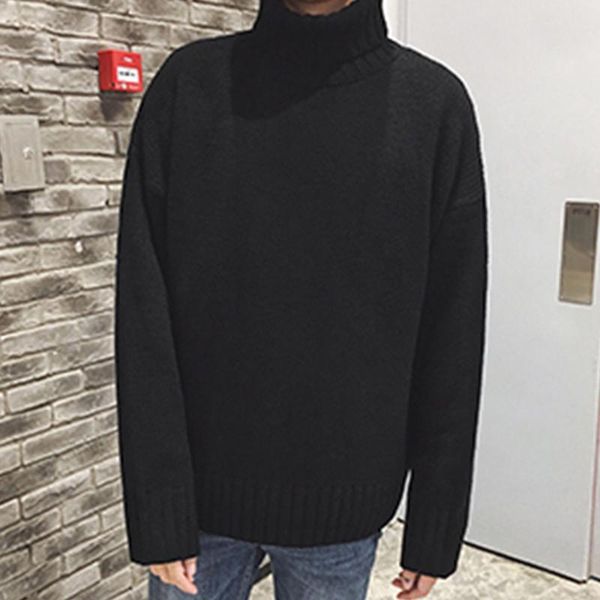 

men's sweaters vuswavu autumn and winter turtleneck sweater pullover loose bottoming lazy style, White;black