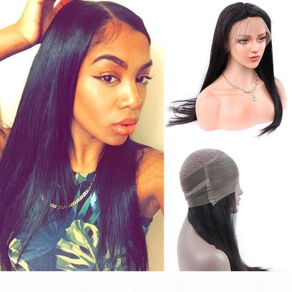 

malaysiay human hair wigs for black women malaysian silk straight 360 lace frontal wigs with baby hair lace human hair wigs, Black;brown