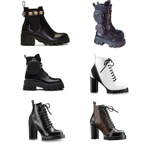 

women designers martin desert boot cowboy fashion boots woman ankle genuine leather military combat models platform bag boots, Black