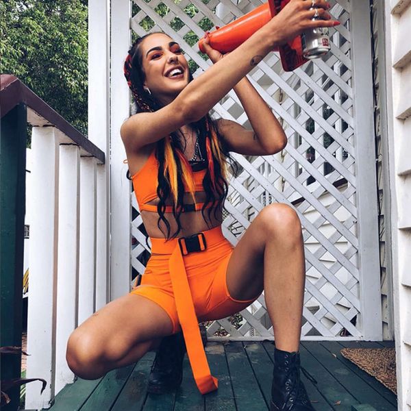 

fashion 2020 summer new women's hollow schoolbag buckle casual suit, Black;white