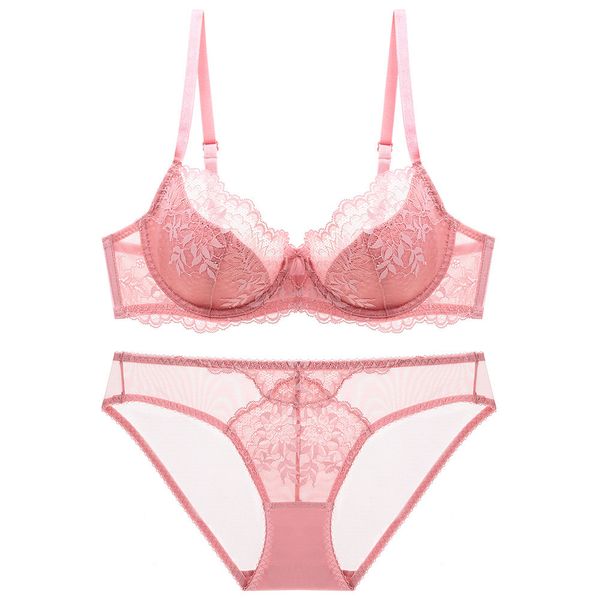 

new style lace thin bra big bra show small lingerie bra suit, Red;black