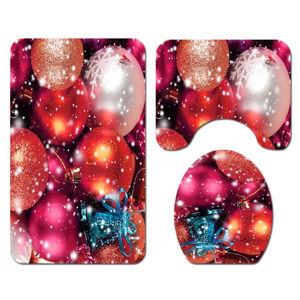 

4pcs christmas toilet seat cover bathtub rug shower curtain set christmas print bathroom decorations set new