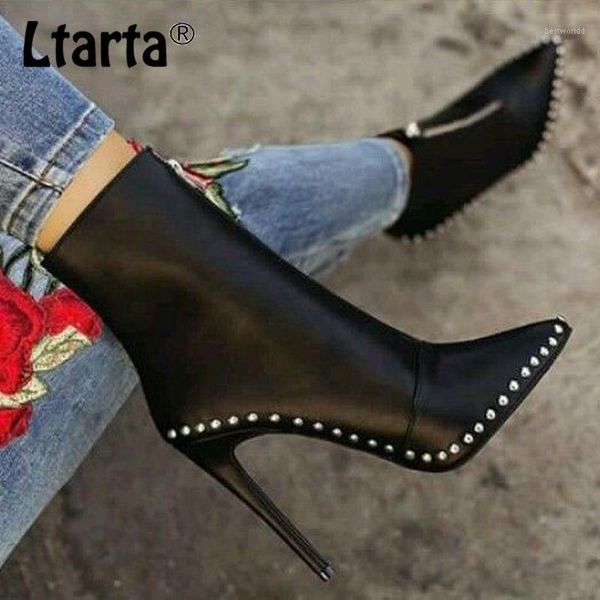 

boots ltarta 2021 women punk wind big size women's rivet black white ankle for cwf-335-51